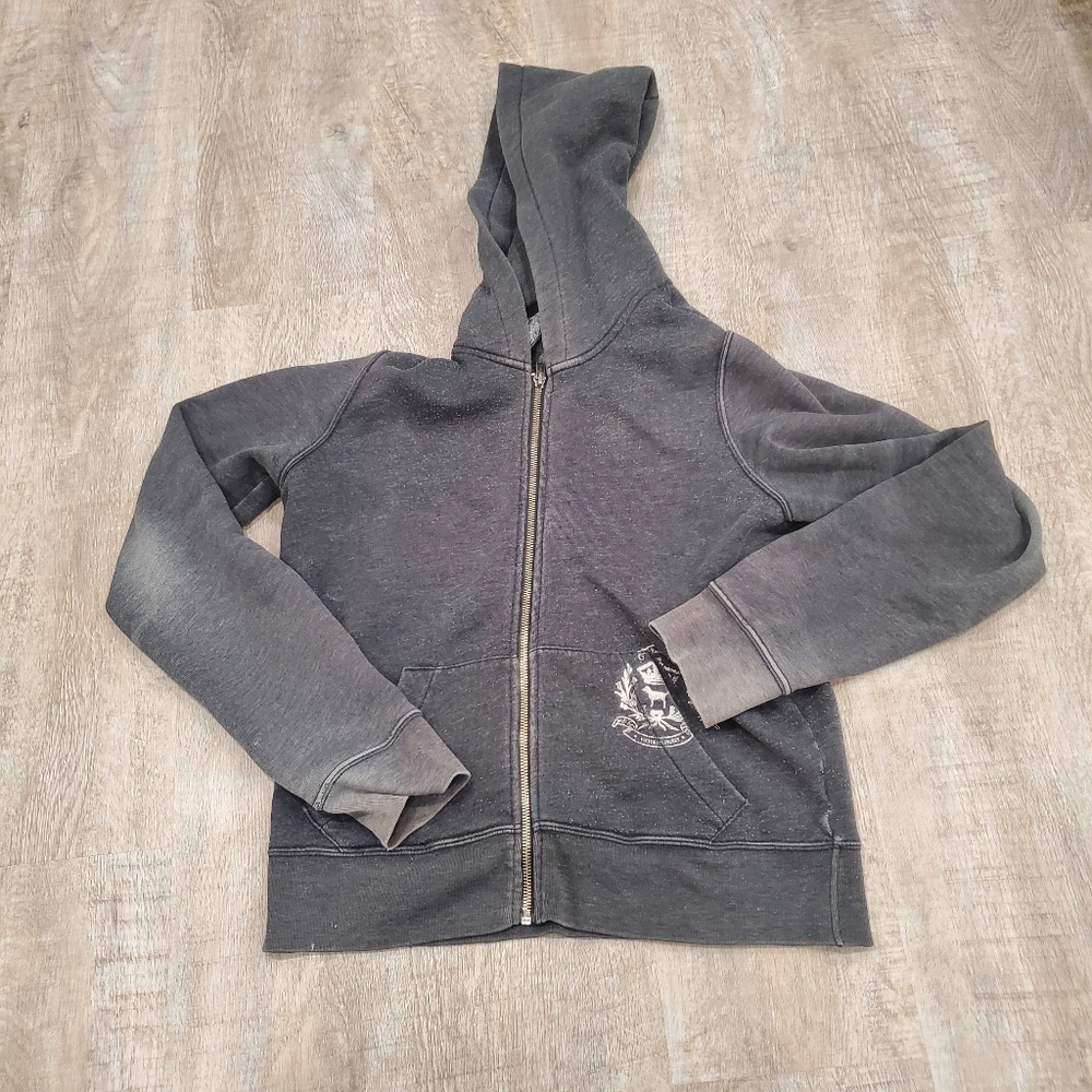 VINTAGE Victoria's Secret PINK Gray PINK Academy Full Zip Hoodie Size Medium